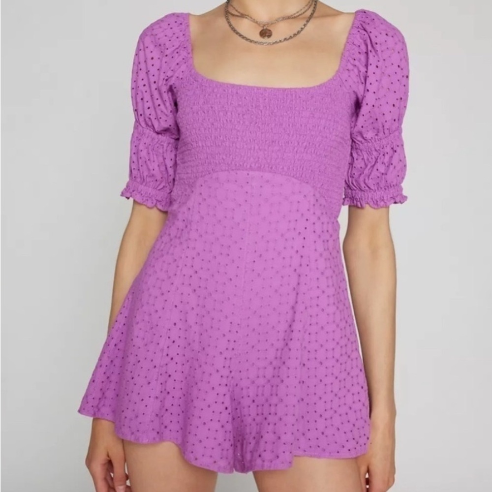Urban Outfitters Purple Puff Sleeve Dress